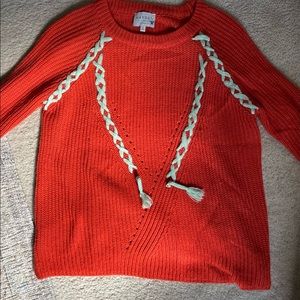Red Sweater with Blue Detail